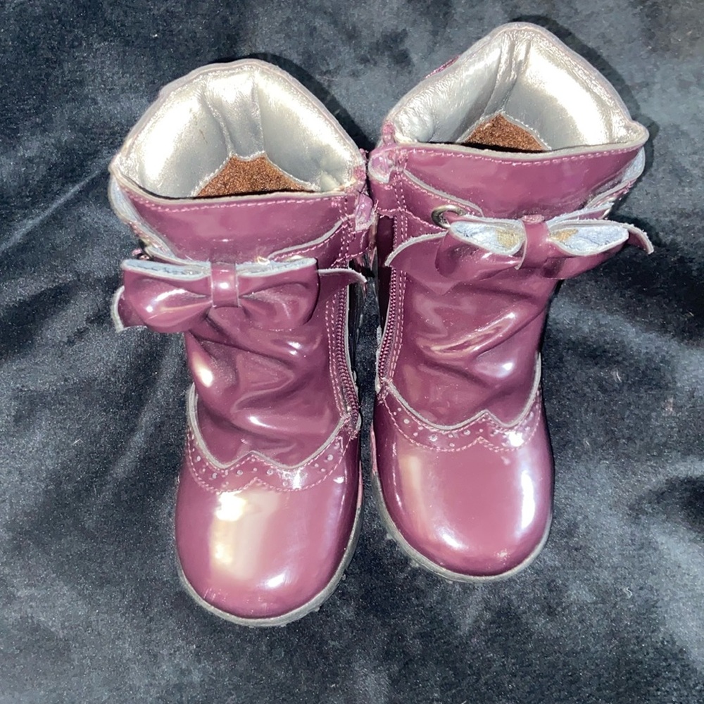 Purple leather baby boots